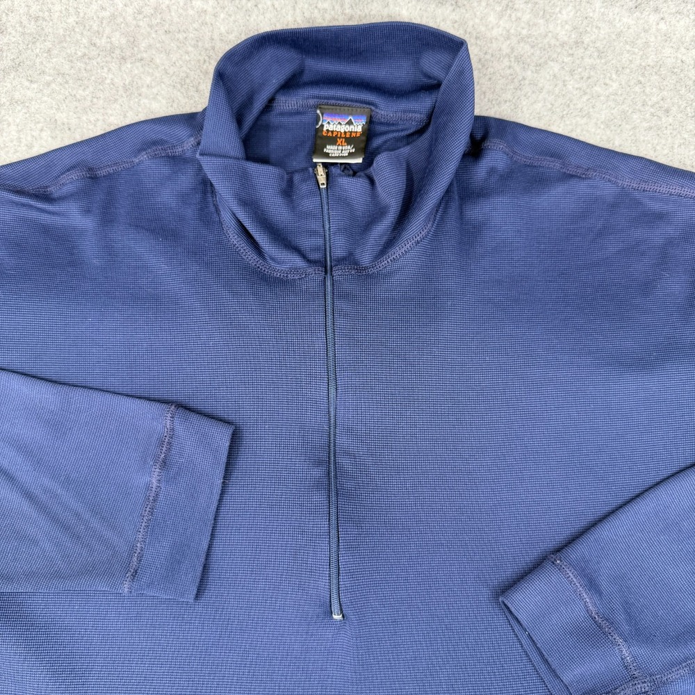 Vintage Patagonia Capilene 1/4 Zip Pullover Mens XL Blue Base Layer Outdoor‎ USA